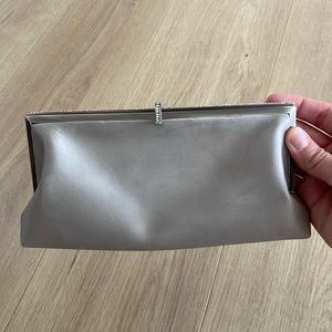 Badgley Mishka Satin Pouch Clutch Rhinestone Accents